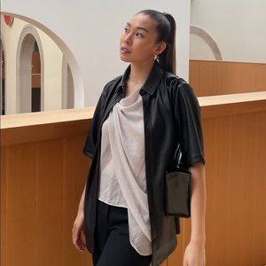 4th & Reckless Black Leather Button-up